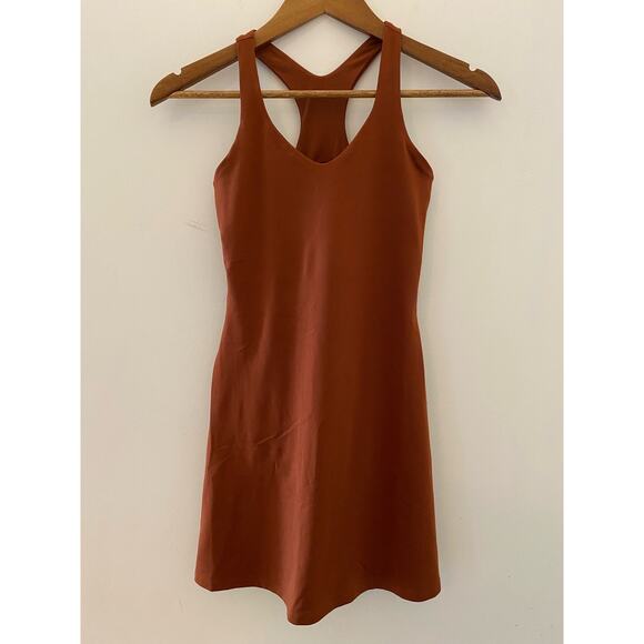 Girlfriend Collective XS Lola VNeck Racerback Cutout Athletic Dress Burnt Orange - Picture 1 of 9